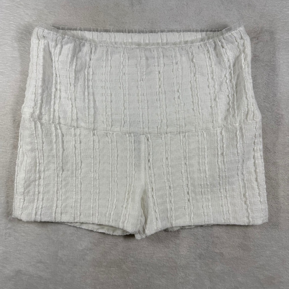 Danielle Guizio White Textured Seersucker Mini Shorts Womens XS NWT P24211K064